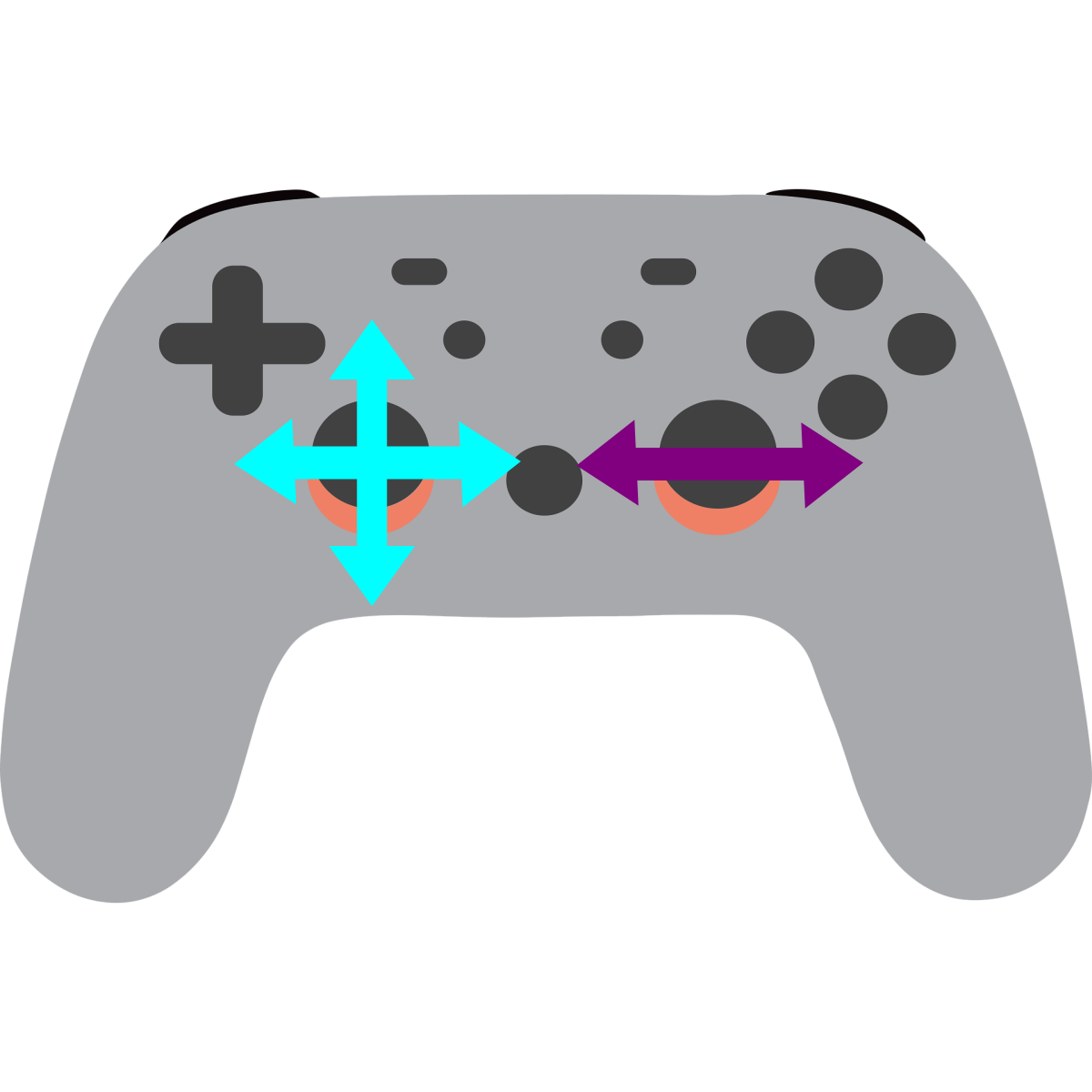 Controller with arrows on image for examples